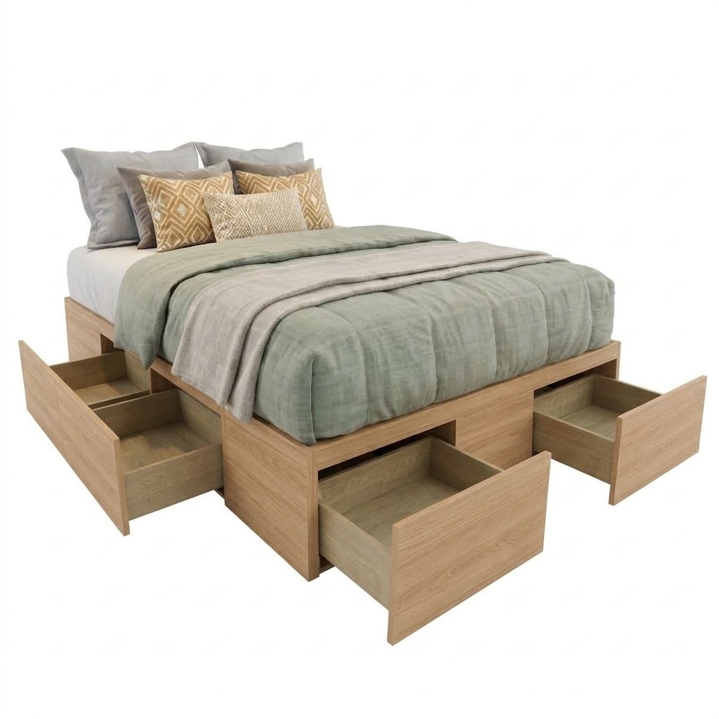Box 6 Cajones Base Sommier Cajonera Cama 200x200 Color Paraiso